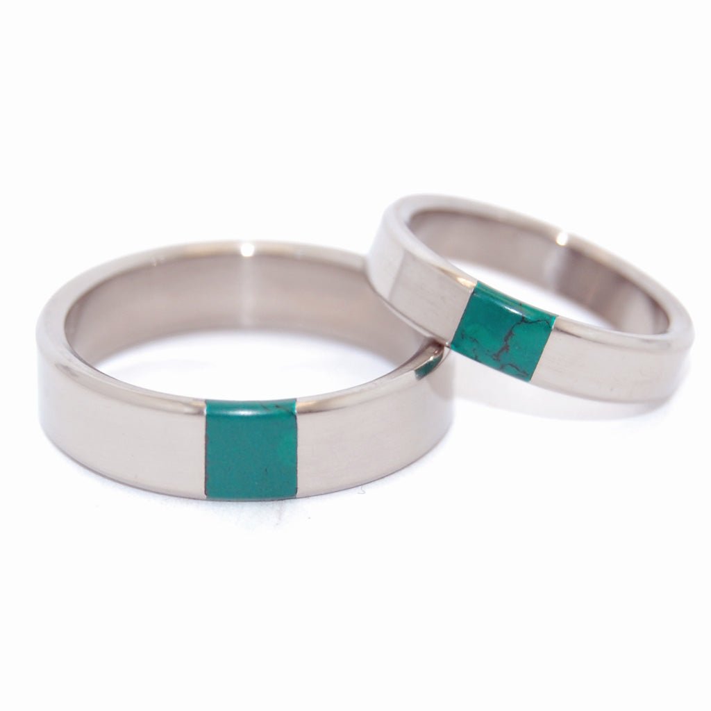 Arrant Jade | Titanium & Jade Stone Wedding Ring - Unique Wedding Ring Set - Minter and Richter Designs