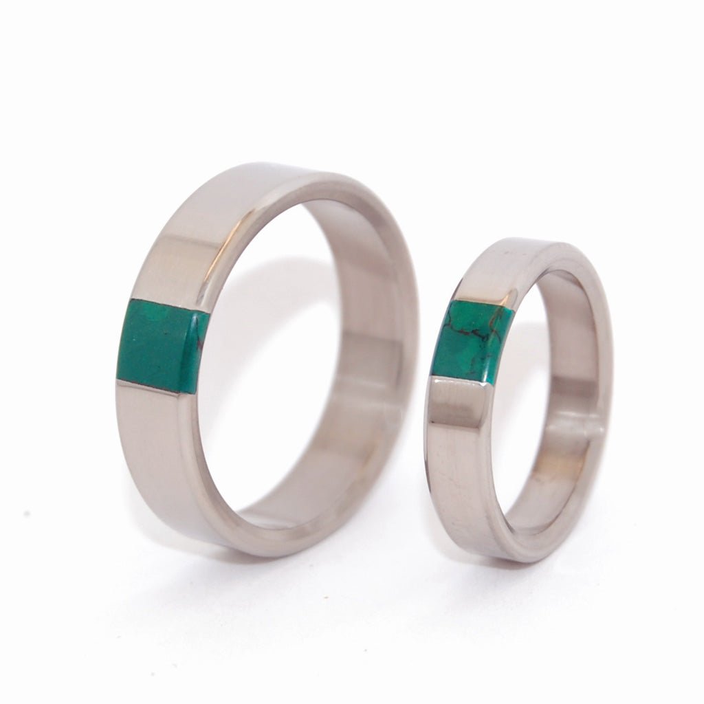 Arrant Jade | Titanium & Jade Stone Wedding Ring - Unique Wedding Ring Set - Minter and Richter Designs