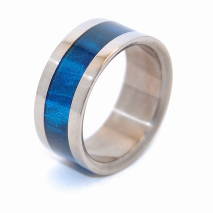 As You Wish | Size 5.5 At 7.9mm | Blue Marbled Opalescent Resin | Unique Wedding Band | On Sale - Minter and Richter Designs