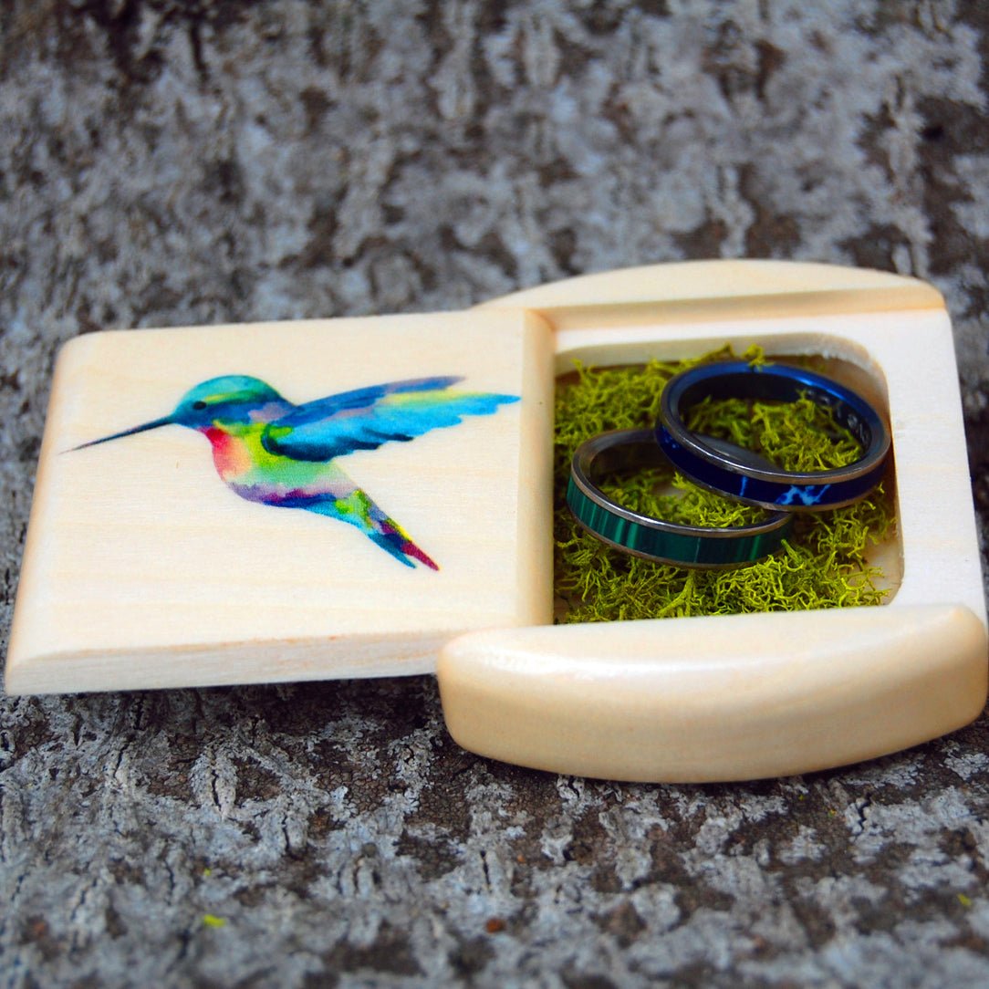 Aspen Wood Ring Box | Wedding Ring Box For 1 Or 2 Ring - Secret Box Style - Minter and Richter Designs