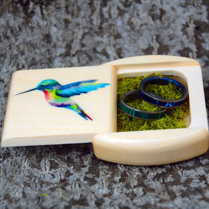 Aspen Wood Ring Box | Wedding Ring Box For 1 Or 2 Ring - Secret Box Style - Minter and Richter Designs
