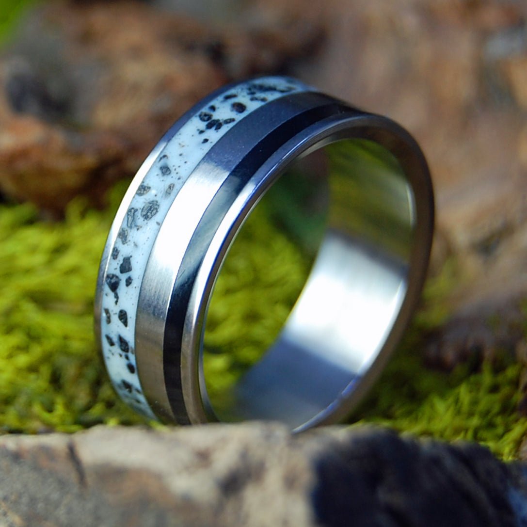 Azores Lava Tube | Men's Onyx Stone, Azores Lava & Titanium Wedding Ring - Minter and Richter Designs