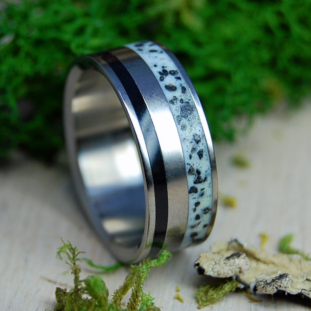 Azores Lava Tube | Men's Onyx Stone, Azores Lava & Titanium Wedding Ring - Minter and Richter Designs