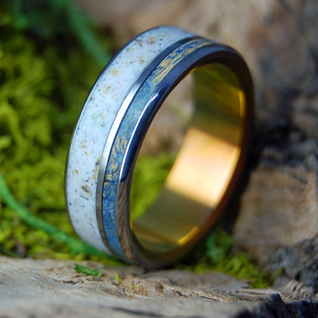BAHIA HONDA BLUE | Men's Beach Sand, Wood & Titanium Wedding Ring - Minter and Richter Designs