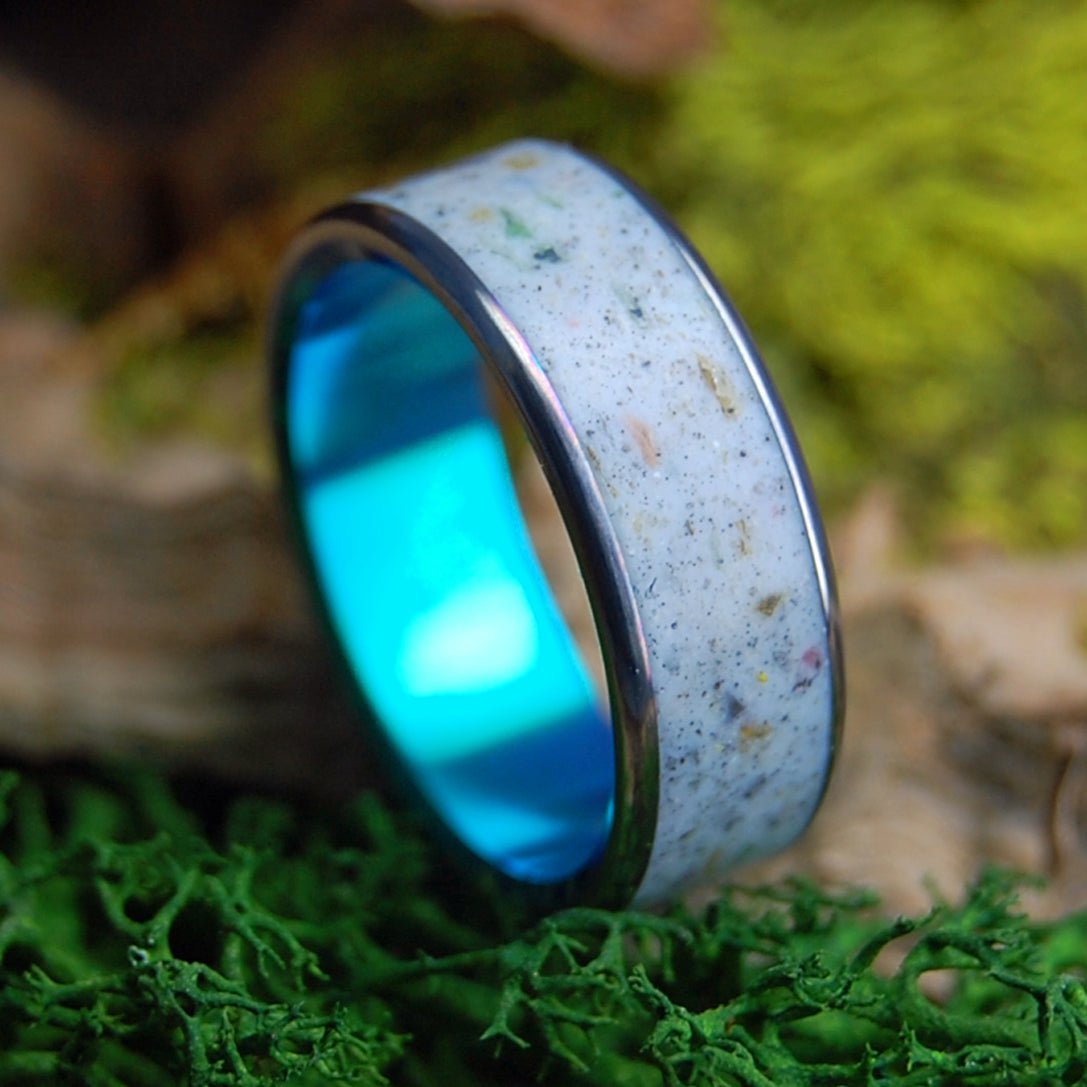 BAHIA HONDA GREEN| Men's Beach Sand & Titanium Wedding Ring - Minter and Richter Designs