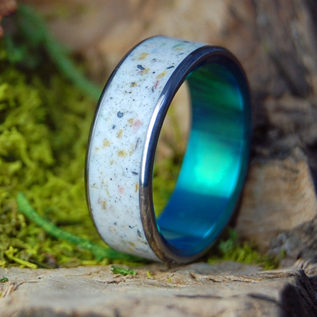 BAHIA HONDA GREEN| Men's Beach Sand & Titanium Wedding Ring - Minter and Richter Designs