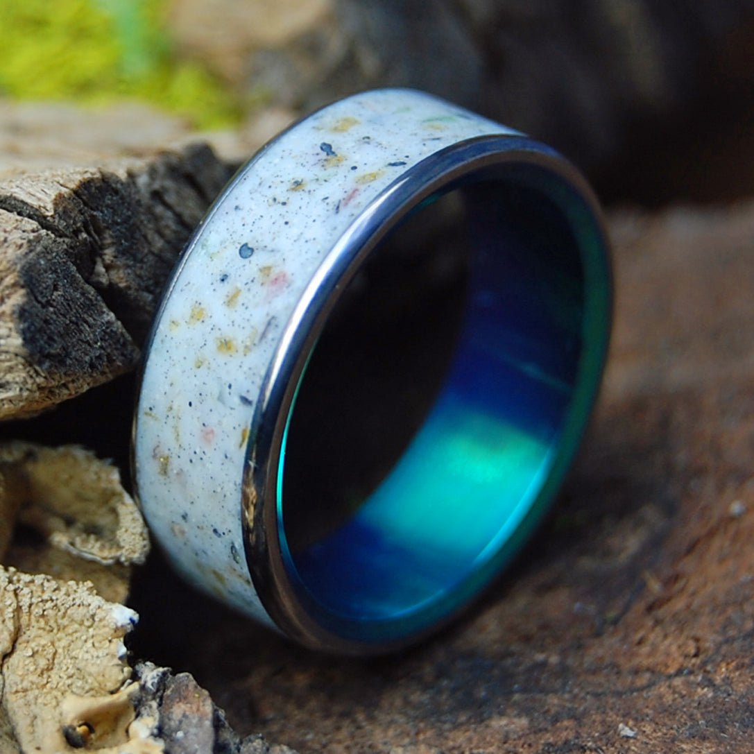 BAHIA HONDA GREEN| Men's Beach Sand & Titanium Wedding Ring - Minter and Richter Designs