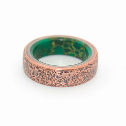 Beaten Egyptian Jade | Men's Copper, Jade & Titanium Wedding Ring - Minter and Richter Designs