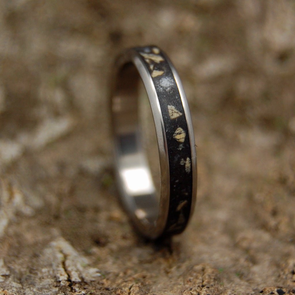 Bethlehem | Men's Israel Beach Sand, Bethlehem Stone & Titanium Wedding Ring - Minter and Richter Designs