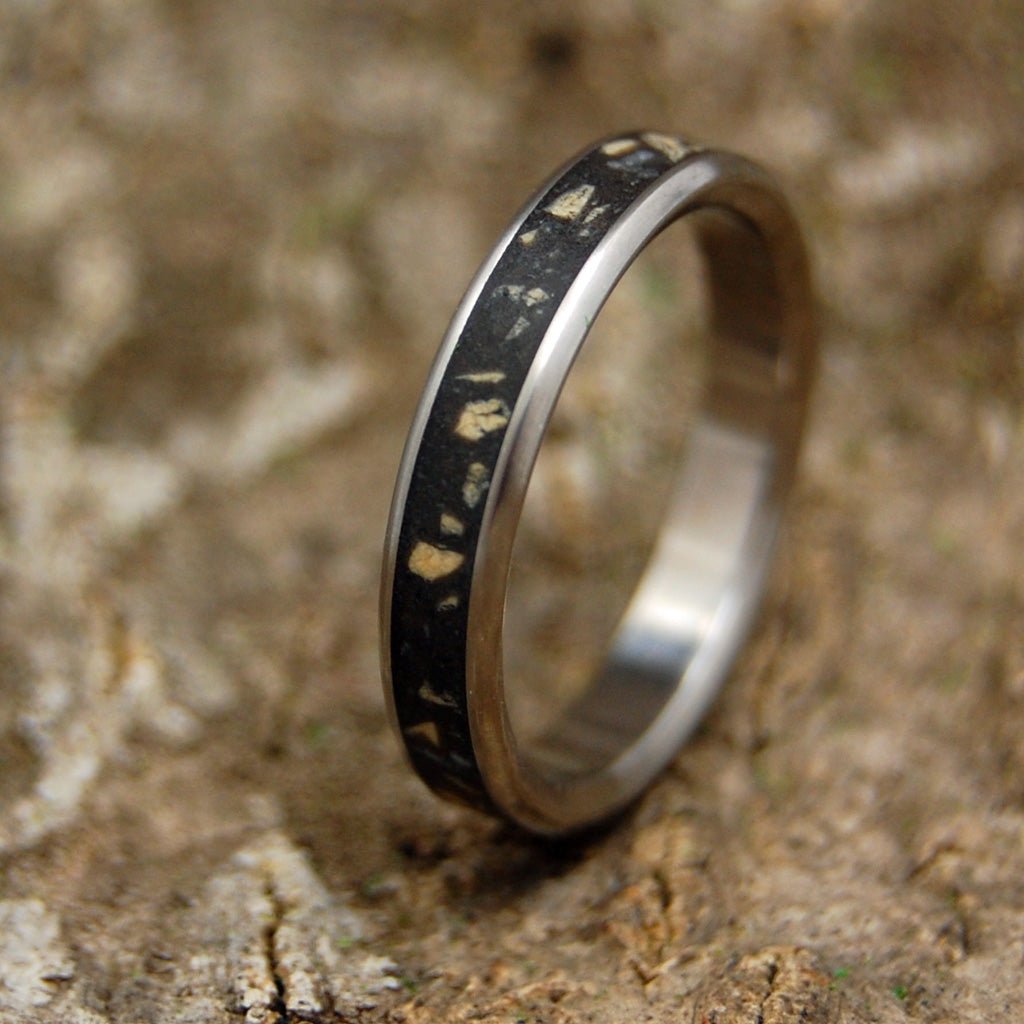 Bethlehem | Men's Israel Beach Sand, Bethlehem Stone & Titanium Wedding Ring - Minter and Richter Designs