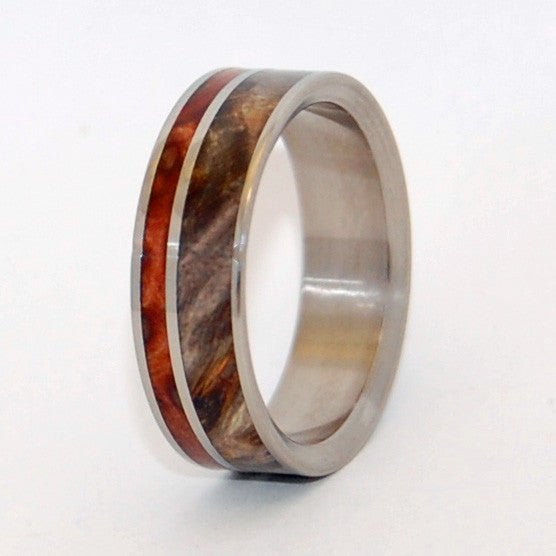 Between Angels | Men's California Redwood, Buckeye Wood & Titanium Wedding Ring - Minter and Richter Designs