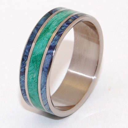 Between Oceans | Men's Blue Box Elder Wood & Titanium Wedding Ring - Minter and Richter Designs