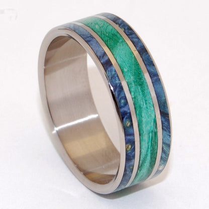 Between Oceans | Men's Blue Box Elder Wood & Titanium Wedding Ring - Minter and Richter Designs
