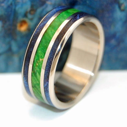 Between Oceans | Men's Blue Box Elder Wood & Titanium Wedding Ring - Minter and Richter Designs