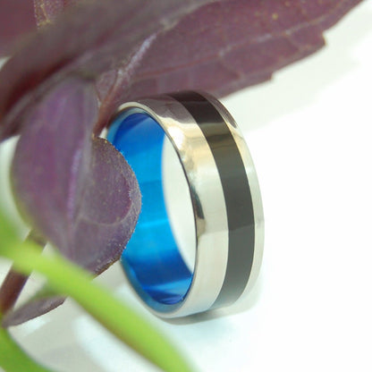 Beveled Heathcliff | Men's Water Buffalo Horn & Titanium Wedding Ring - Minter and Richter Designs