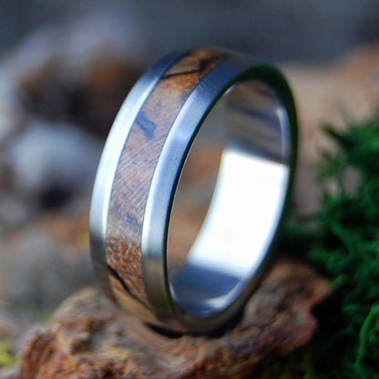 BEVELED ZONE LINES | Men's Spalted Maple & Titanium Wedding Ring - Minter and Richter Designs