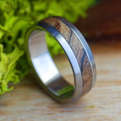 BEVELED ZONE LINES | Men's Spalted Maple & Titanium Wedding Ring - Minter and Richter Designs