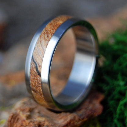 BEVELED ZONE LINES | Men's Spalted Maple & Titanium Wedding Ring - Minter and Richter Designs