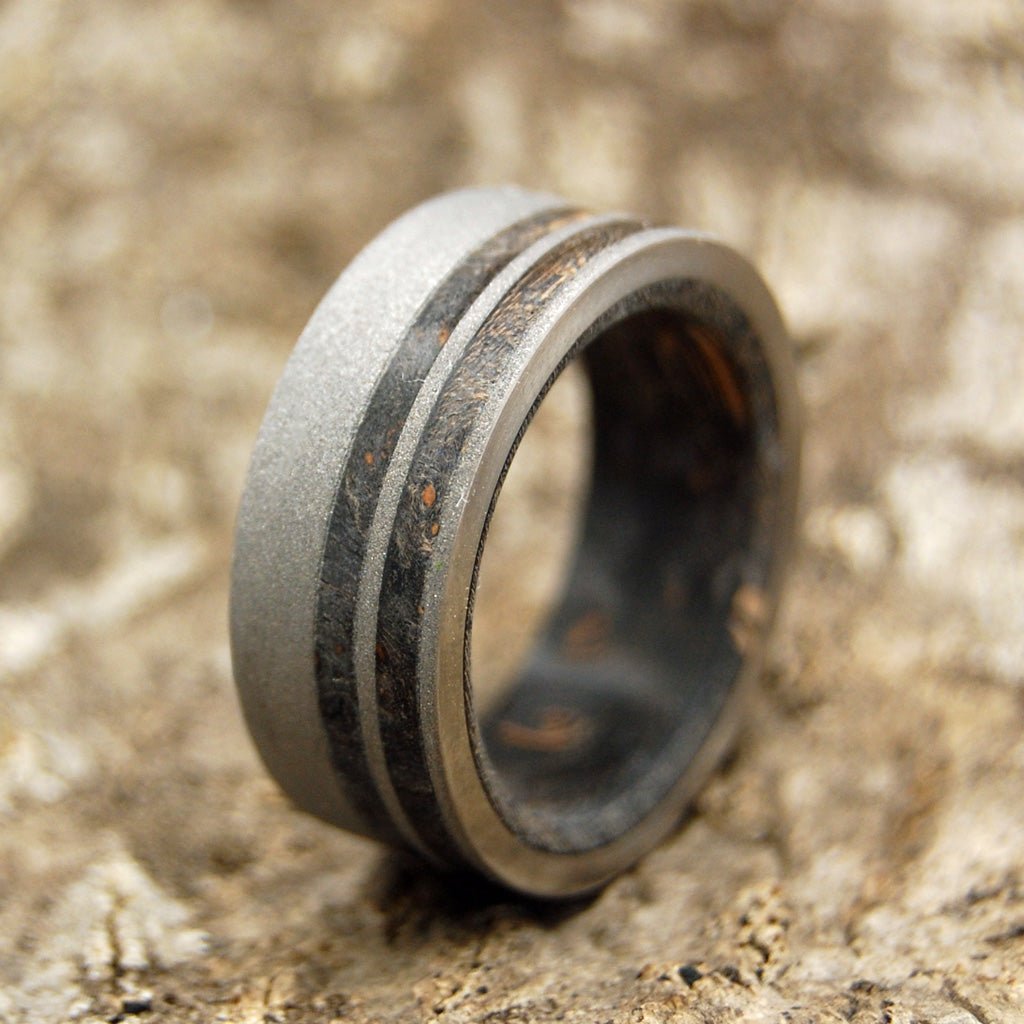 Black Onyx | Men's Black Onyx, Box Elder Wood & Titanium Wedding Ring - Minter and Richter Designs