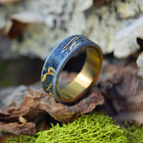 SUBLIMATION ALCHEMY | Black Box Elder Wood Titanium Men's Wedding Ring - Minter and Richter Designs