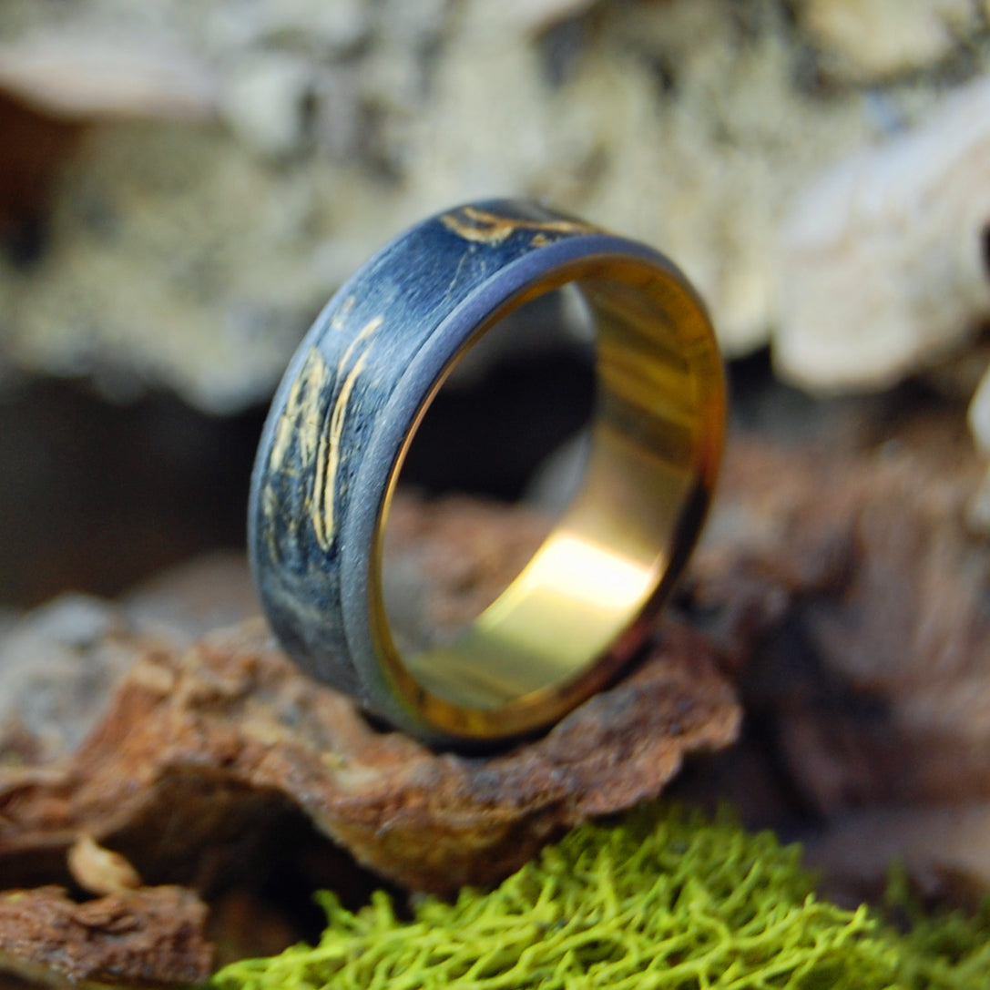 SUBLIMATION ALCHEMY | Black Box Elder Wood Titanium Men's Wedding Ring - Minter and Richter Designs