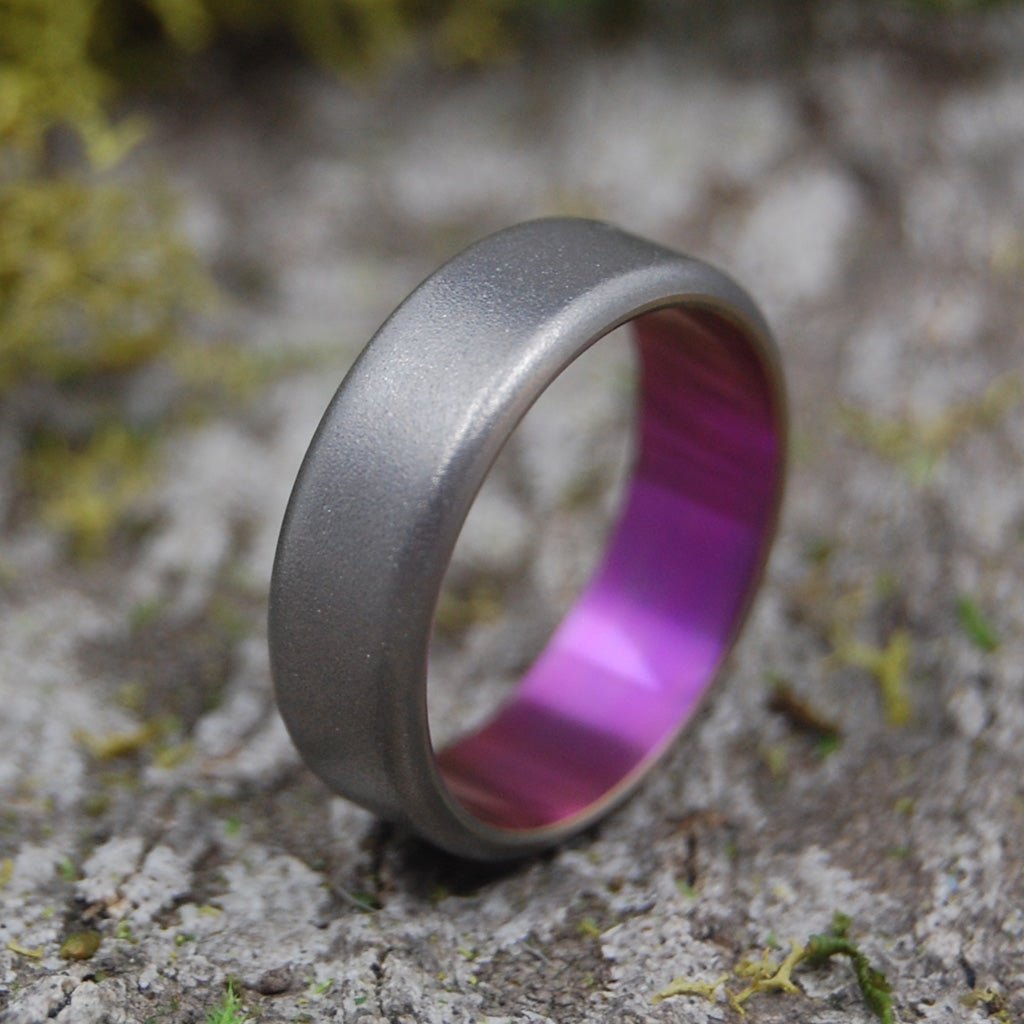 BLAST ROUND PINK | Size 8.25 At 6.4mm | Titanium Wedding Ring | On Sale - Minter and Richter Designs