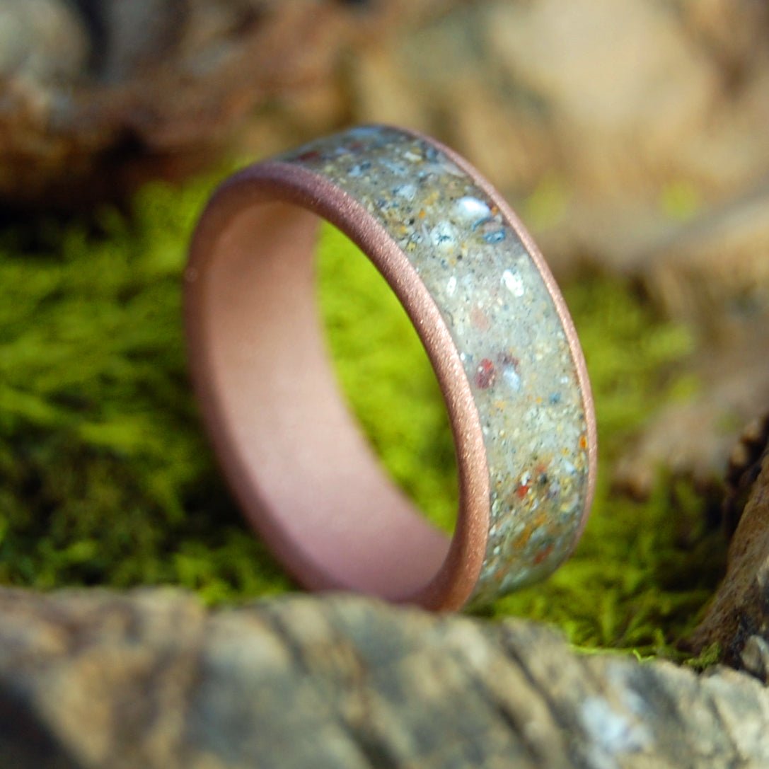 Blasted Beach Sand & Copper | Beach Sand, Copper & Titanium Wedding Ring - Minter and Richter Designs