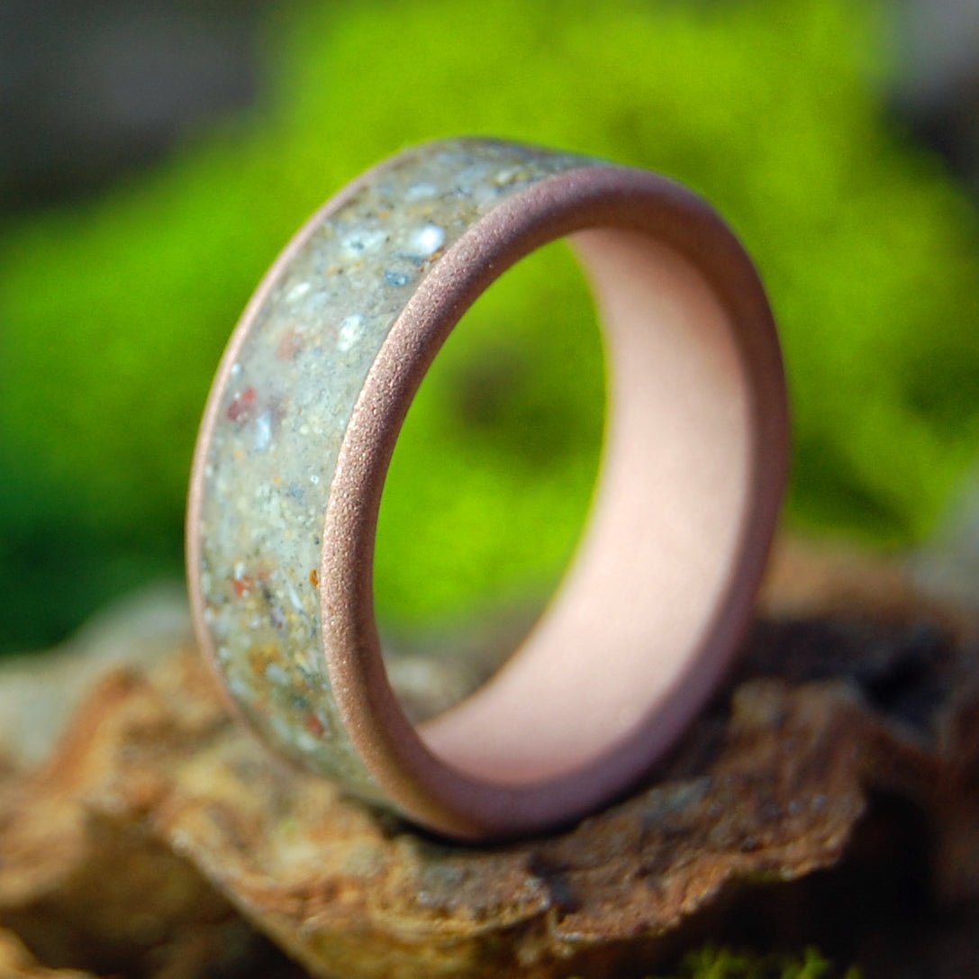 Blasted Beach Sand & Copper | Beach Sand, Copper & Titanium Wedding Ring - Minter and Richter Designs