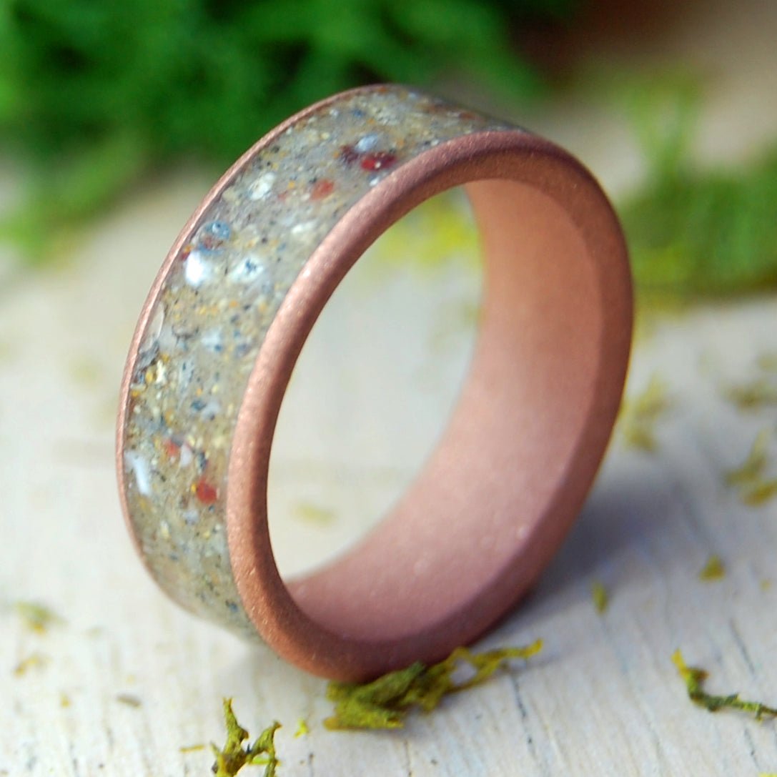 Blasted Beach Sand & Copper | Beach Sand, Copper & Titanium Wedding Ring - Minter and Richter Designs