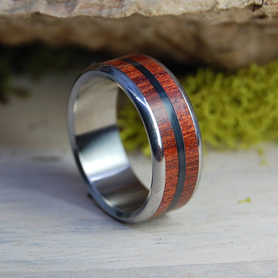 Blood & Stone | Men's Onyx Stone, Blood Wood & Titanium Wedding Ring - Minter and Richter Designs