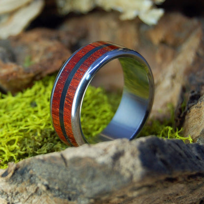 Blood & Stone | Men's Onyx Stone, Blood Wood & Titanium Wedding Ring - Minter and Richter Designs