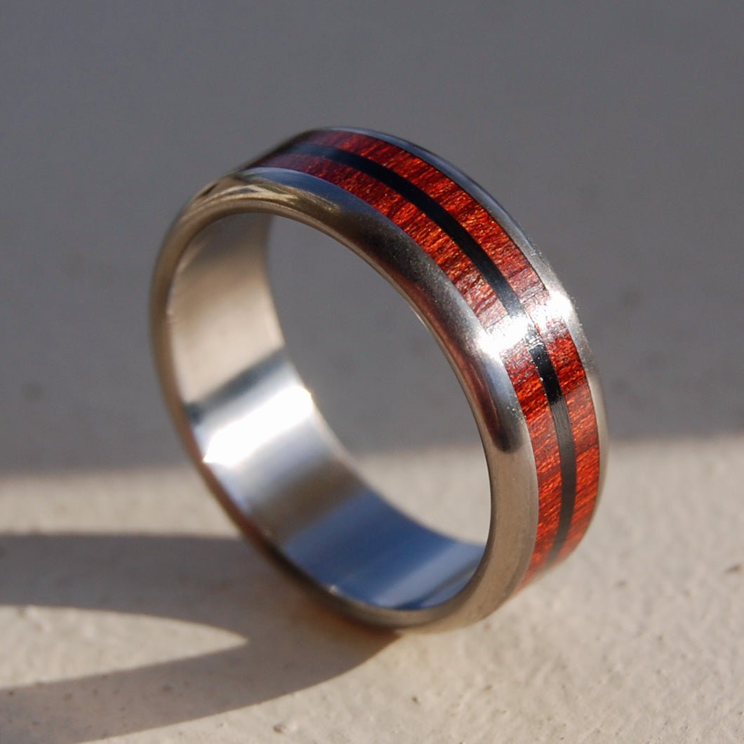 Blood & Stone | Men's Onyx Stone, Blood Wood & Titanium Wedding Ring - Minter and Richter Designs