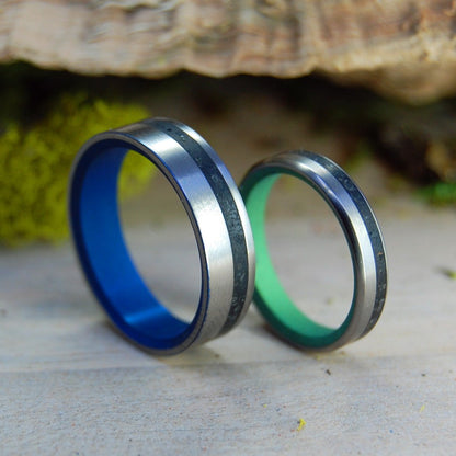 Blue And Green Starlit Night On Vik Beach| Icelandic Volcanic Beach Sand And Lava - Unique Wedding Ring - Minter and Richter Designs