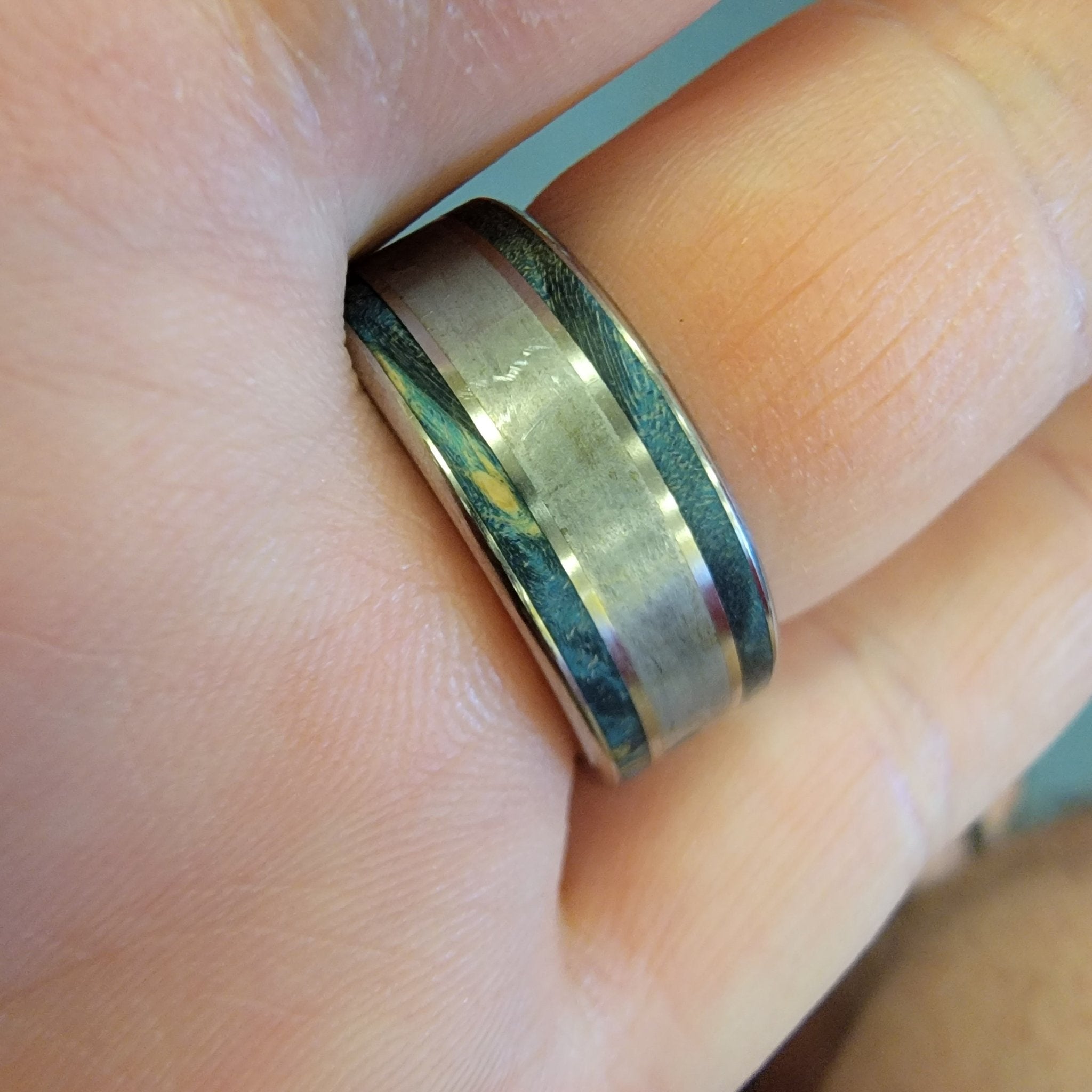 BLUE BOX METEORITE | Men's Meteorite & Wood Wedding Ring - Minter and Richter Designs