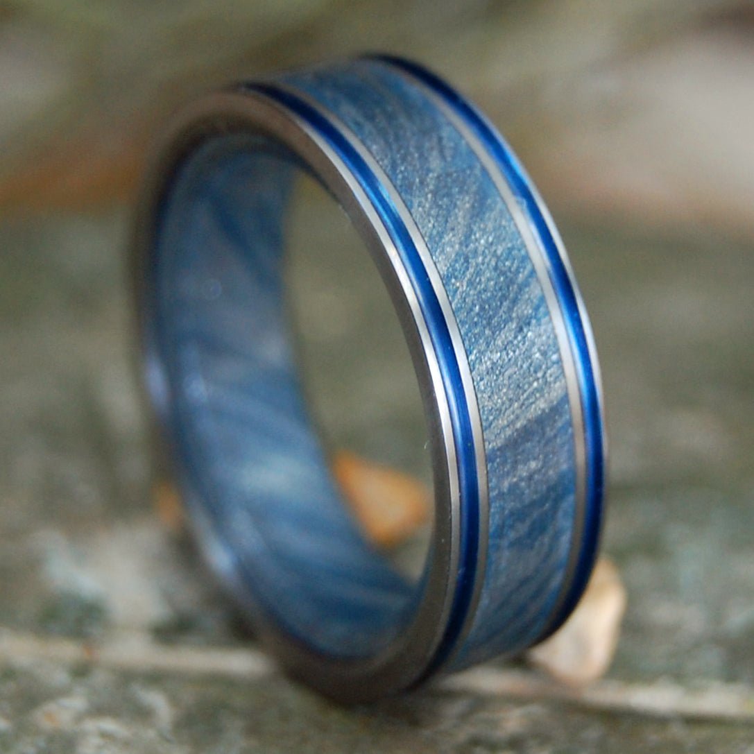 Blue Japan | Men's Blue Silver Mokume Gane & Titanium Wedding Ring - Minter and Richter Designs