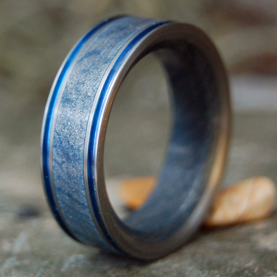 Blue Japan | Men's Blue Silver Mokume Gane & Titanium Wedding Ring - Minter and Richter Designs