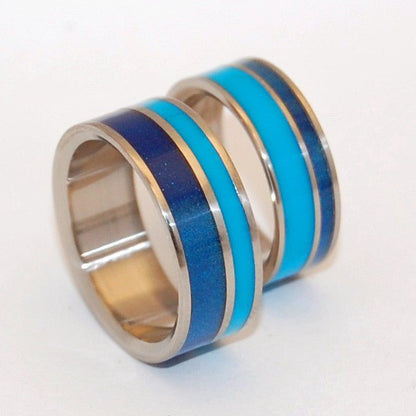 Blue Lagoon | Blue Resin & Titanium - Unique Wedding Ring - Resin Wedding Ring - Minter and Richter Designs