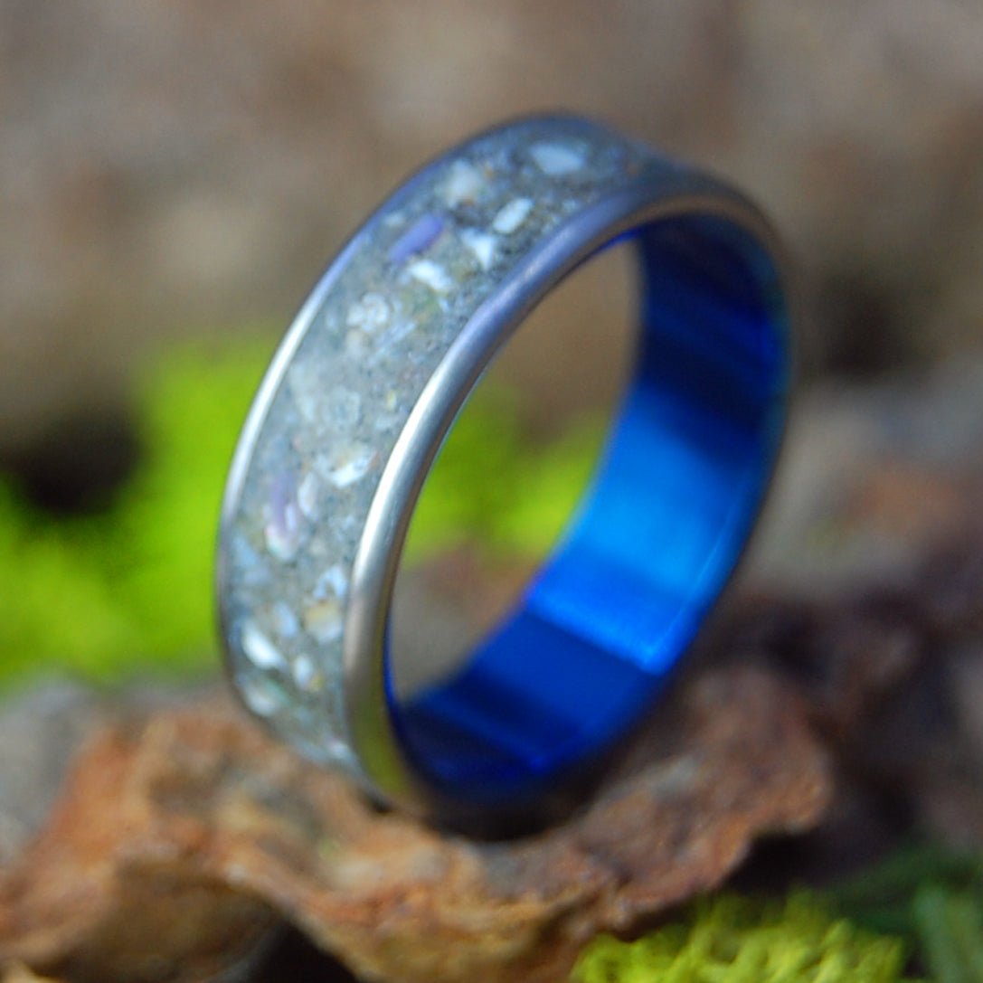 Blue Rican Dinosaur | Men's Dinosaur Teeth, Dinosaur Bone, Costa Rican Sand & Titanium Wedding Ring - Minter and Richter Designs