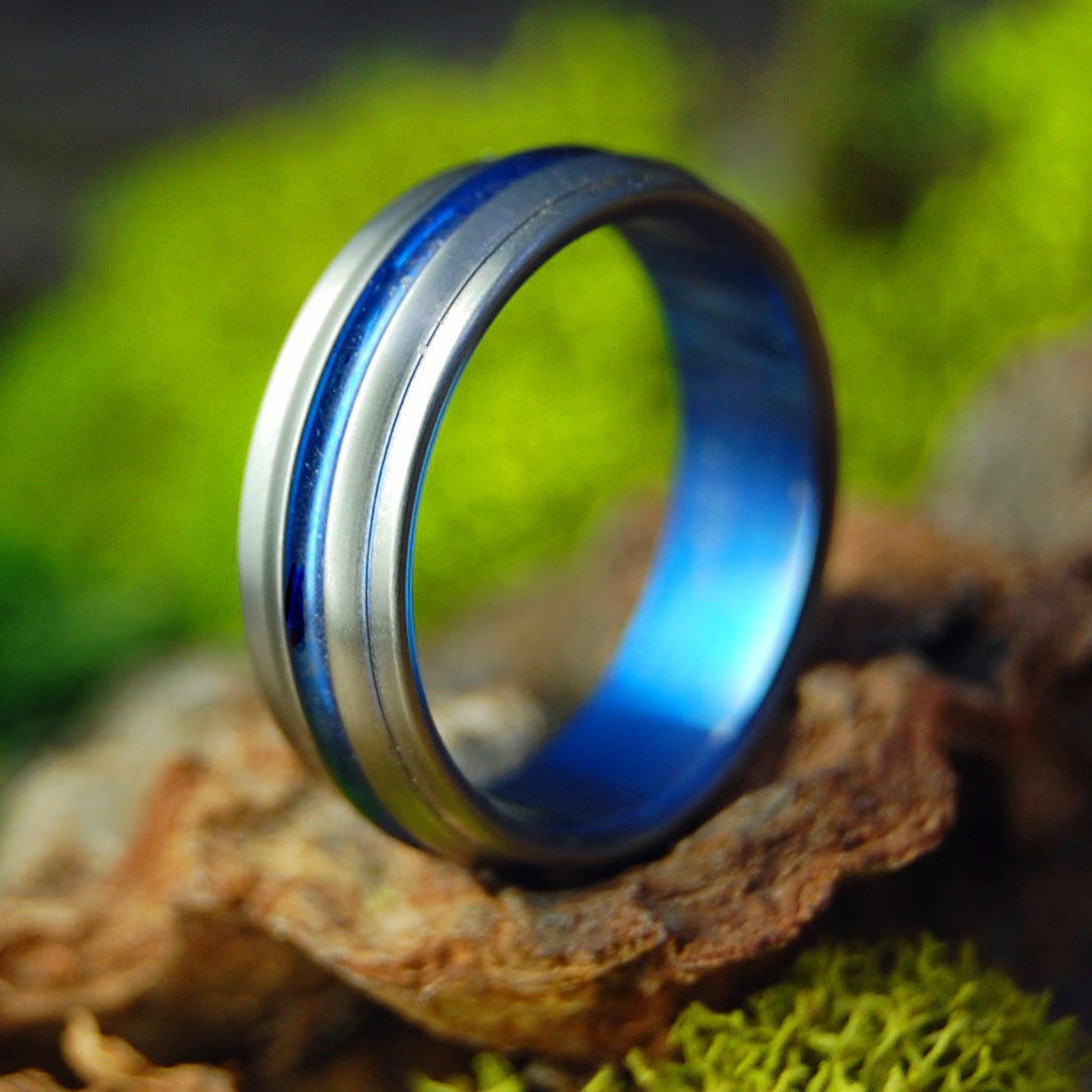 Blue Signature Flare | Size 7 At 6mm | Titanium Wedding Ring | On Sale - Minter and Richter Designs