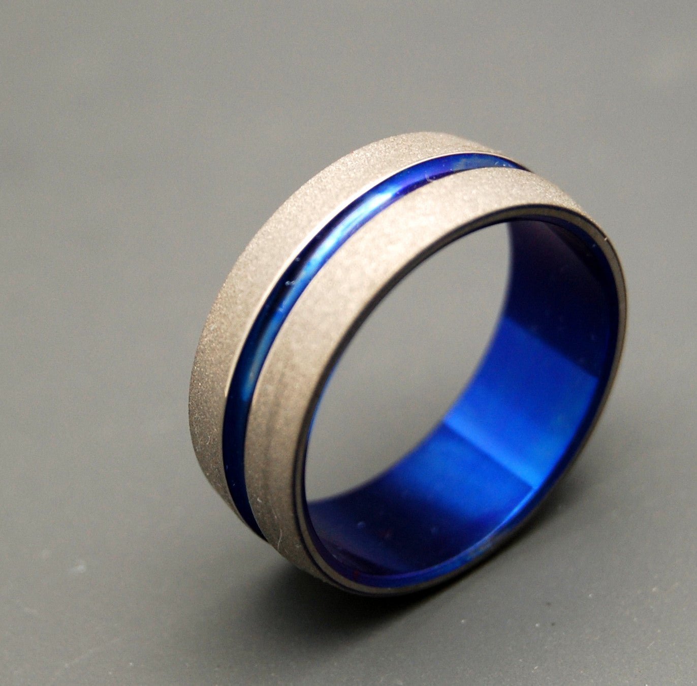 Blue Titanium Wedding Ring | Men's Titanium Wedding Ring - Minter and Richter Designs