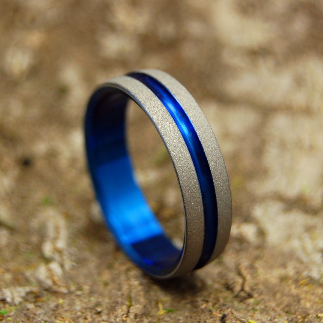 Blue Titanium Wedding Ring | Men's Titanium Wedding Ring - Minter and Richter Designs