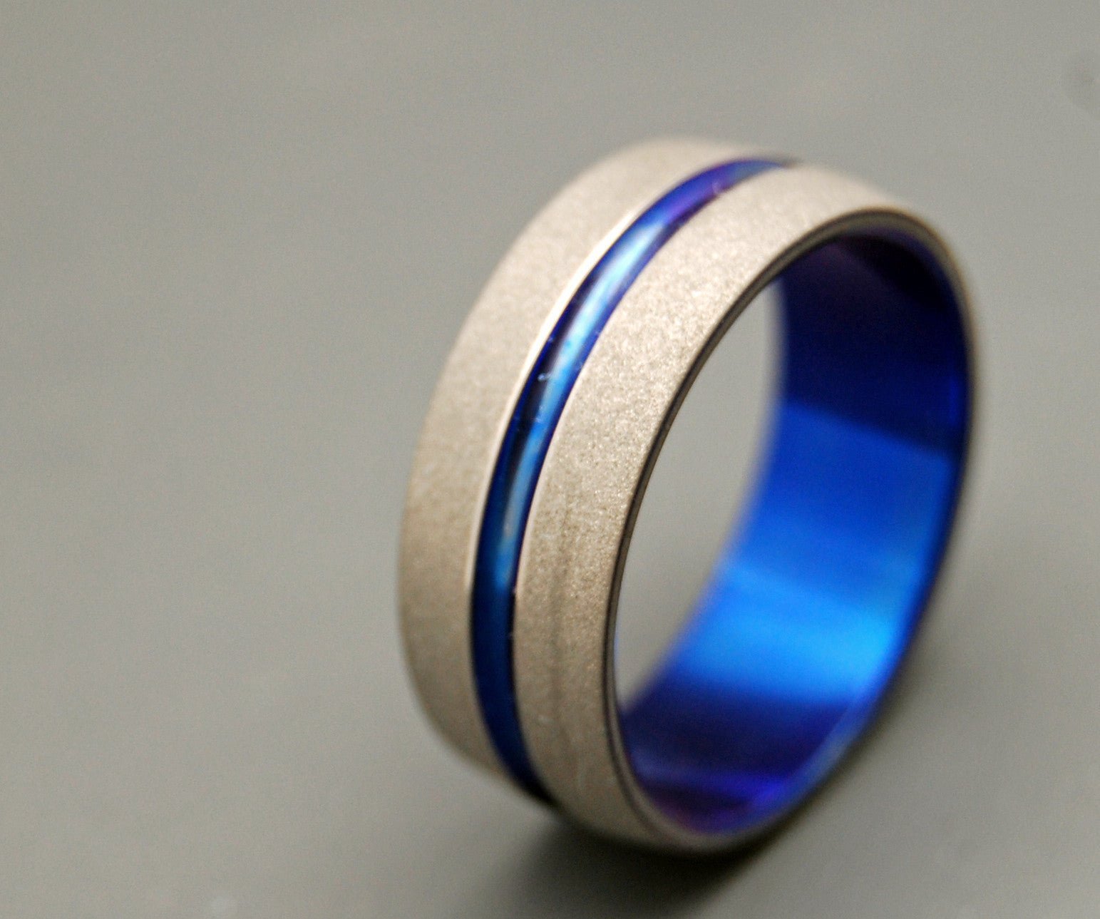 Blue Titanium Wedding Ring | Men's Titanium Wedding Ring - Minter and Richter Designs