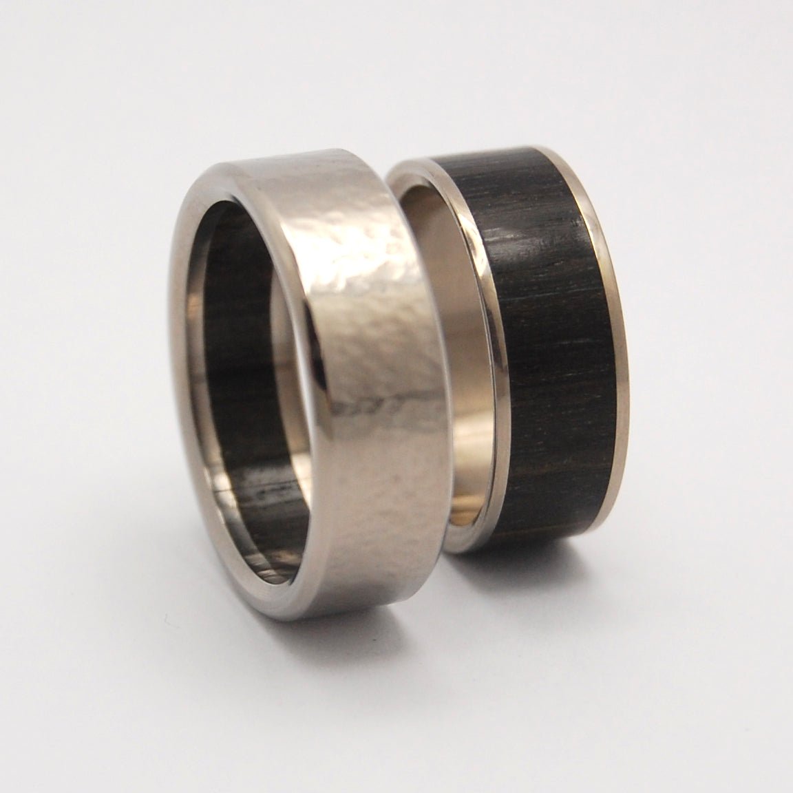 Bog | Aged Bog Oak & Titanium - Unique Wedding Ring - Titanium Wedding Ring Sets - Minter and Richter Designs