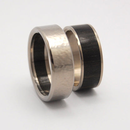 Bog | Aged Bog Oak & Titanium - Unique Wedding Ring - Titanium Wedding Ring Sets - Minter and Richter Designs