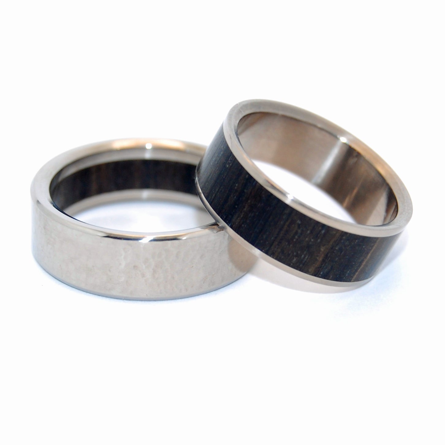 Bog | Aged Bog Oak & Titanium - Unique Wedding Ring - Titanium Wedding Ring Sets - Minter and Richter Designs