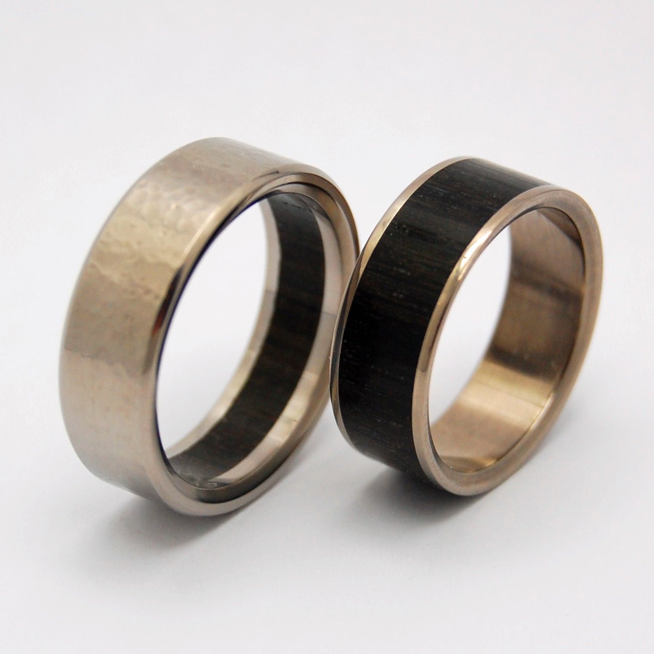 Bog | Aged Bog Oak & Titanium - Unique Wedding Ring - Titanium Wedding Ring Sets - Minter and Richter Designs