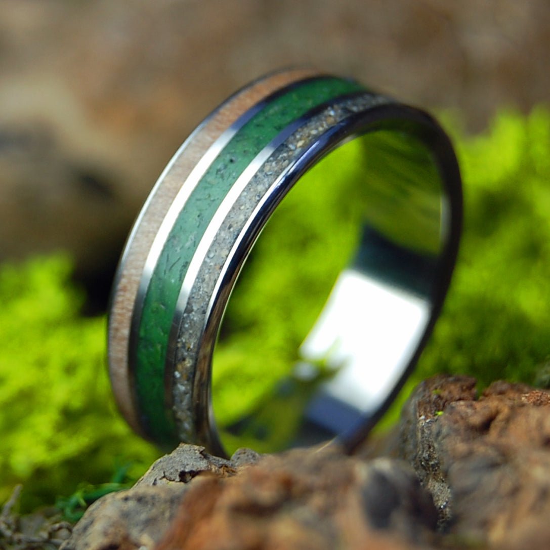 Bora Bora Maple Marijuana | Men's Marijuana, Maple Wood , & Bora Bora Beach Sand Wedding Ring - Minter and Richter Designs