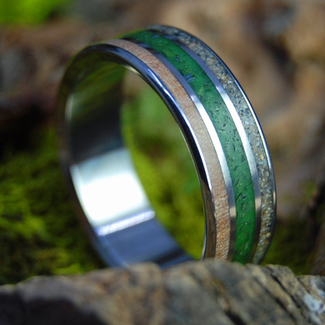 Bora Bora Maple Marijuana | Men's Marijuana, Maple Wood , & Bora Bora Beach Sand Wedding Ring - Minter and Richter Designs
