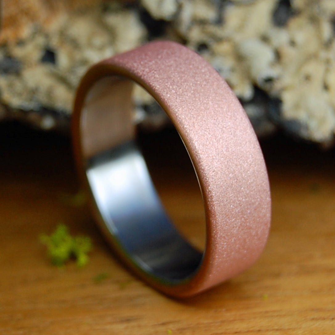 BOSTON COPPER SANDBLASTED| Men's Copper, Satin & Titanium Wedding Ring - Minter and Richter Designs