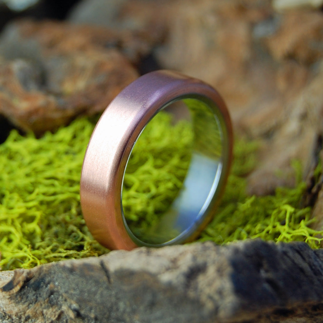 BOSTON COPPER SATIN | Titanium & Copper Wedding Ring - Minter and Richter Designs